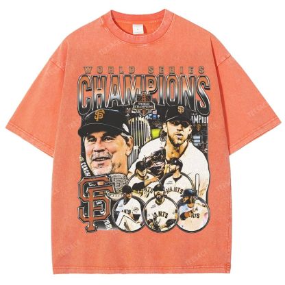 Unisex-Adult Ultra Cotton Washed T-Shirt Graphic 2014 WORLD SERIES CHAMPS - GIANTS TEE - [DS]