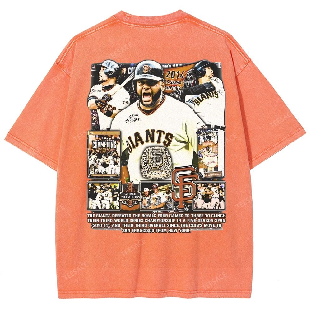 Unisex-Adult Ultra Cotton Washed T-Shirt Graphic 2014 WORLD SERIES CHAMPS - GIANTS TEE - [DS]
