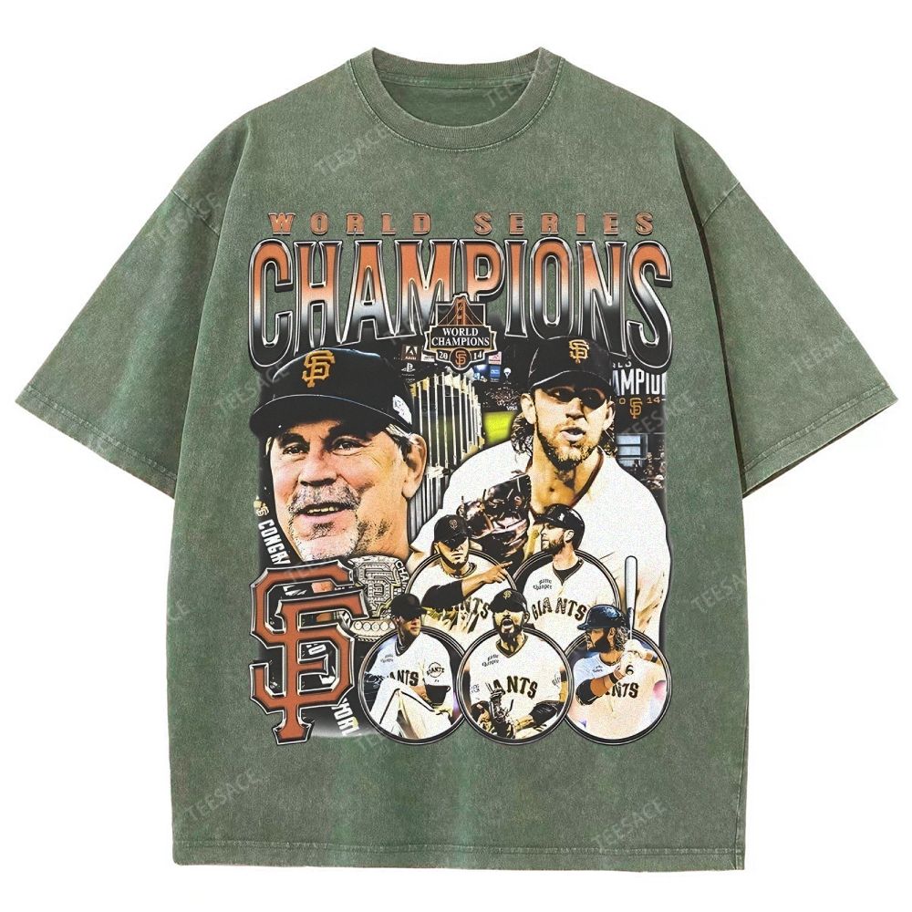 Unisex-Adult Ultra Cotton Washed T-Shirt Graphic 2014 WORLD SERIES CHAMPS - GIANTS TEE - [DS]