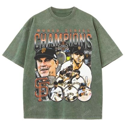 Unisex-Adult Ultra Cotton Washed T-Shirt Graphic 2014 WORLD SERIES CHAMPS - GIANTS TEE - [DS]