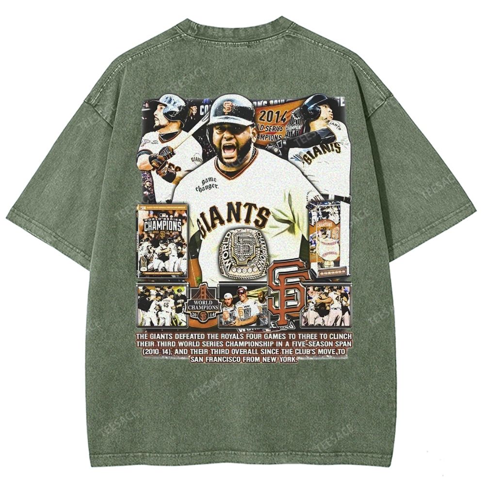 Unisex-Adult Ultra Cotton Washed T-Shirt Graphic 2014 WORLD SERIES CHAMPS - GIANTS TEE - [DS]