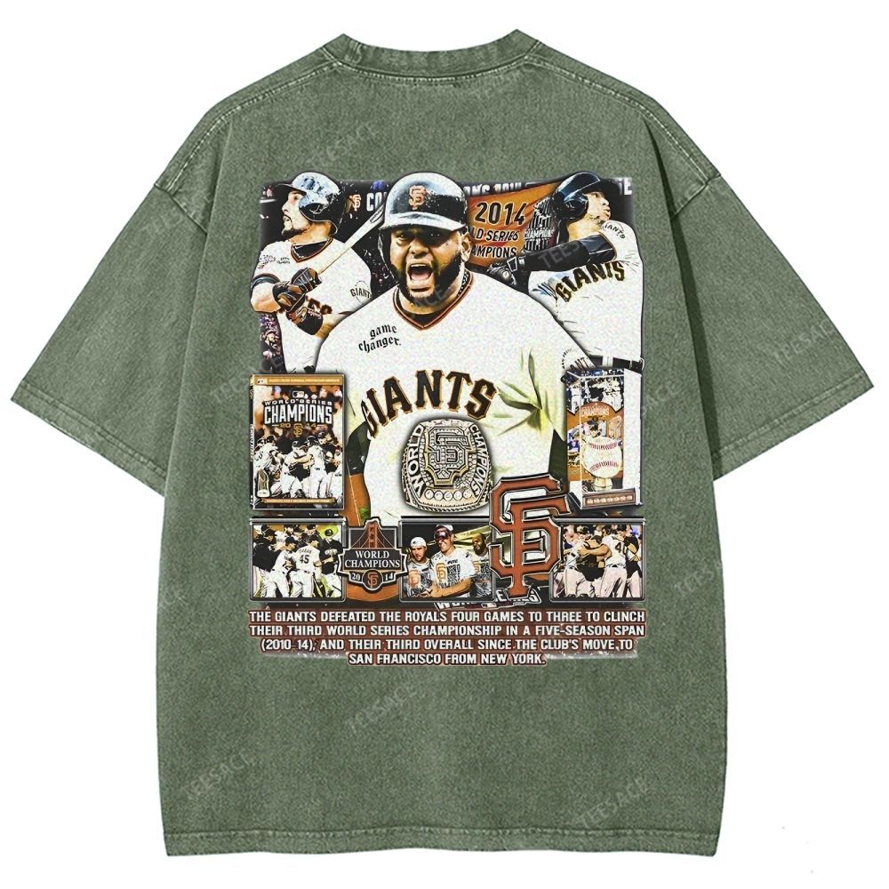 Unisex-Adult Ultra Cotton Washed T-Shirt Graphic 2014 WORLD SERIES CHAMPS - GIANTS TEE - [DS]