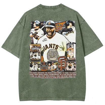 Unisex-Adult Ultra Cotton Washed T-Shirt Graphic 2014 WORLD SERIES CHAMPS - GIANTS TEE - [DS]
