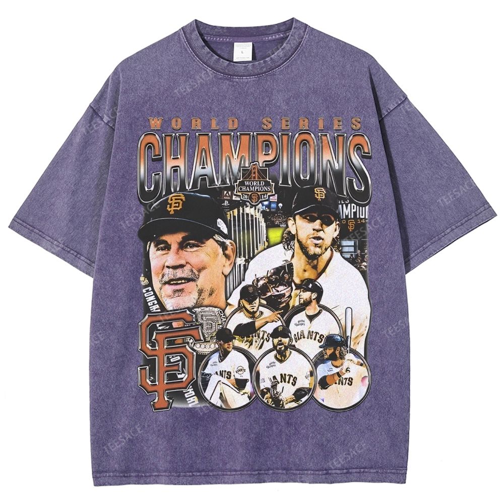 Unisex-Adult Ultra Cotton Washed T-Shirt Graphic 2014 WORLD SERIES CHAMPS - GIANTS TEE - [DS]
