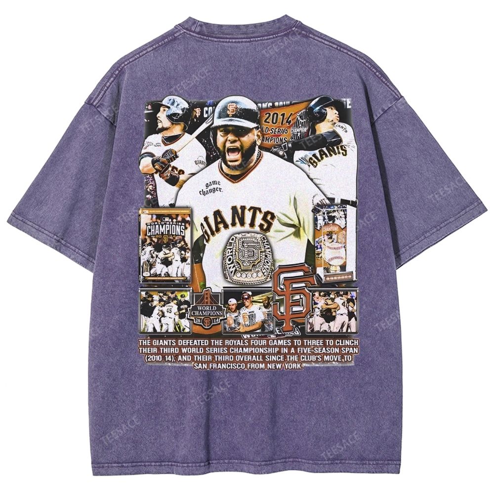 Unisex-Adult Ultra Cotton Washed T-Shirt Graphic 2014 WORLD SERIES CHAMPS - GIANTS TEE - [DS]