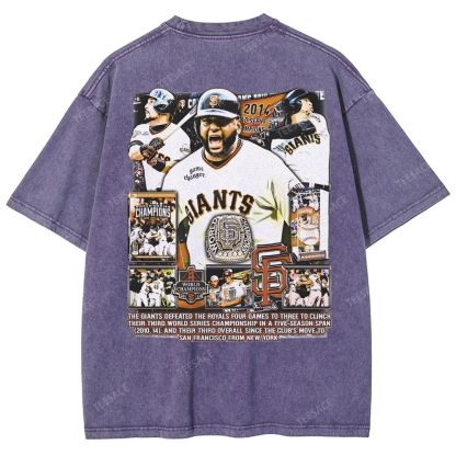 Unisex-Adult Ultra Cotton Washed T-Shirt Graphic 2014 WORLD SERIES CHAMPS - GIANTS TEE - [DS]