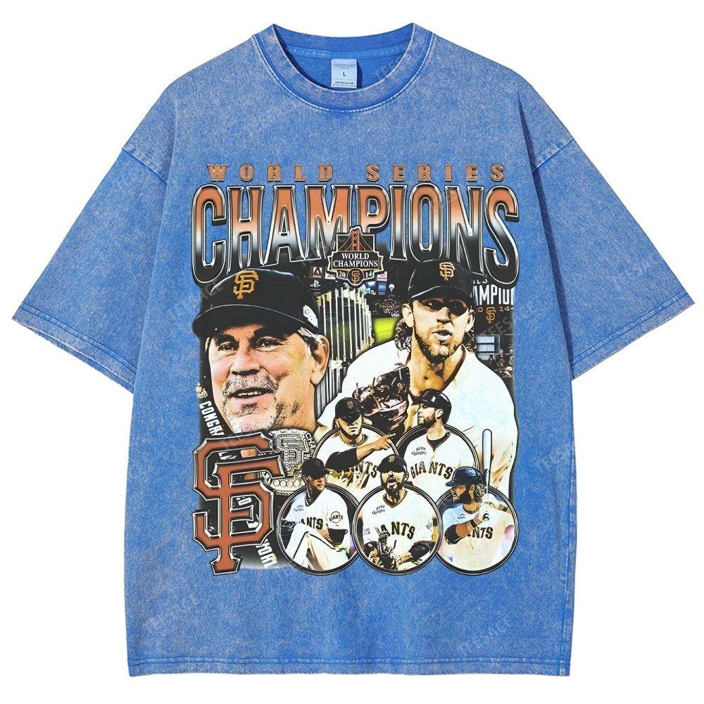 Unisex-Adult Ultra Cotton Washed T-Shirt Graphic 2014 WORLD SERIES CHAMPS - GIANTS TEE - [DS]
