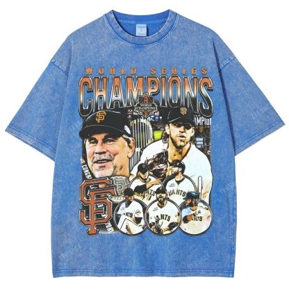 Unisex-Adult Ultra Cotton Washed T-Shirt Graphic 2014 WORLD SERIES CHAMPS - GIANTS TEE - [DS]