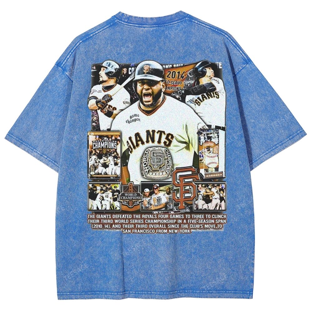 Unisex-Adult Ultra Cotton Washed T-Shirt Graphic 2014 WORLD SERIES CHAMPS - GIANTS TEE - [DS]