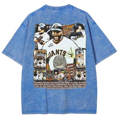 Unisex-Adult Ultra Cotton Washed T-Shirt Graphic 2014 WORLD SERIES CHAMPS - GIANTS TEE - [DS]