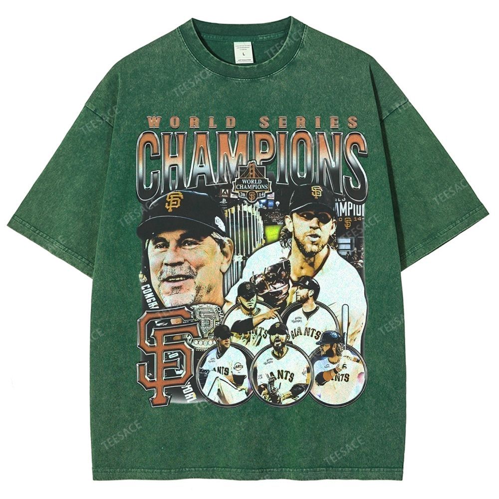 Unisex-Adult Ultra Cotton Washed T-Shirt Graphic 2014 WORLD SERIES CHAMPS - GIANTS TEE - [DS]