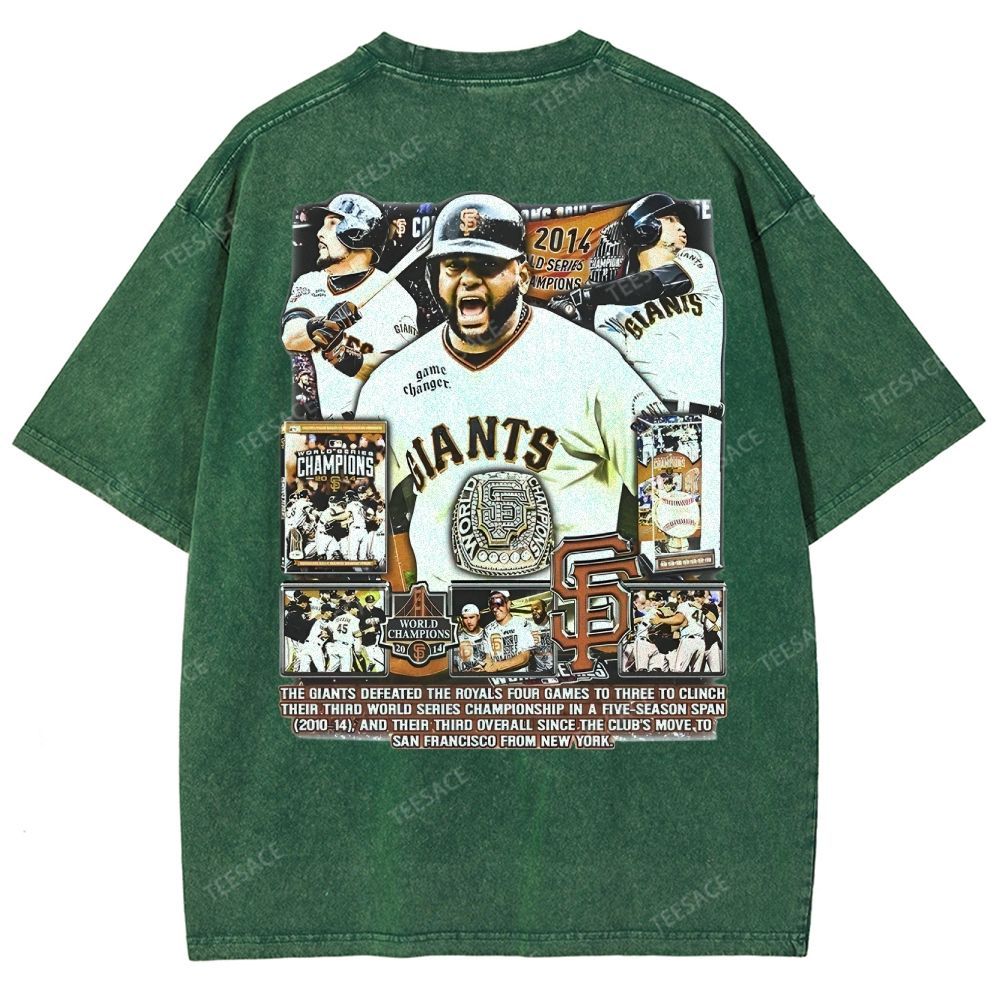 Unisex-Adult Ultra Cotton Washed T-Shirt Graphic 2014 WORLD SERIES CHAMPS - GIANTS TEE - [DS]