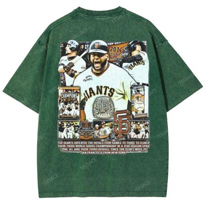 Unisex-Adult Ultra Cotton Washed T-Shirt Graphic 2014 WORLD SERIES CHAMPS - GIANTS TEE - [DS]
