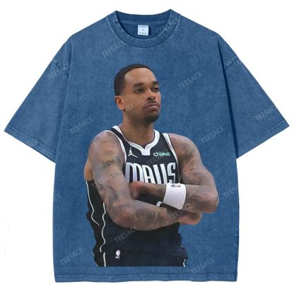 Vintage Style Unisex-Adult Oversized Washed Street T-shirt PJ WASHINGTON Tee