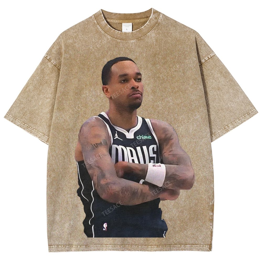 Vintage Style Unisex-Adult Oversized Washed Street T-shirt PJ WASHINGTON Tee