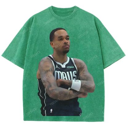 Vintage Style Unisex-Adult Oversized Washed Street T-shirt PJ WASHINGTON Tee