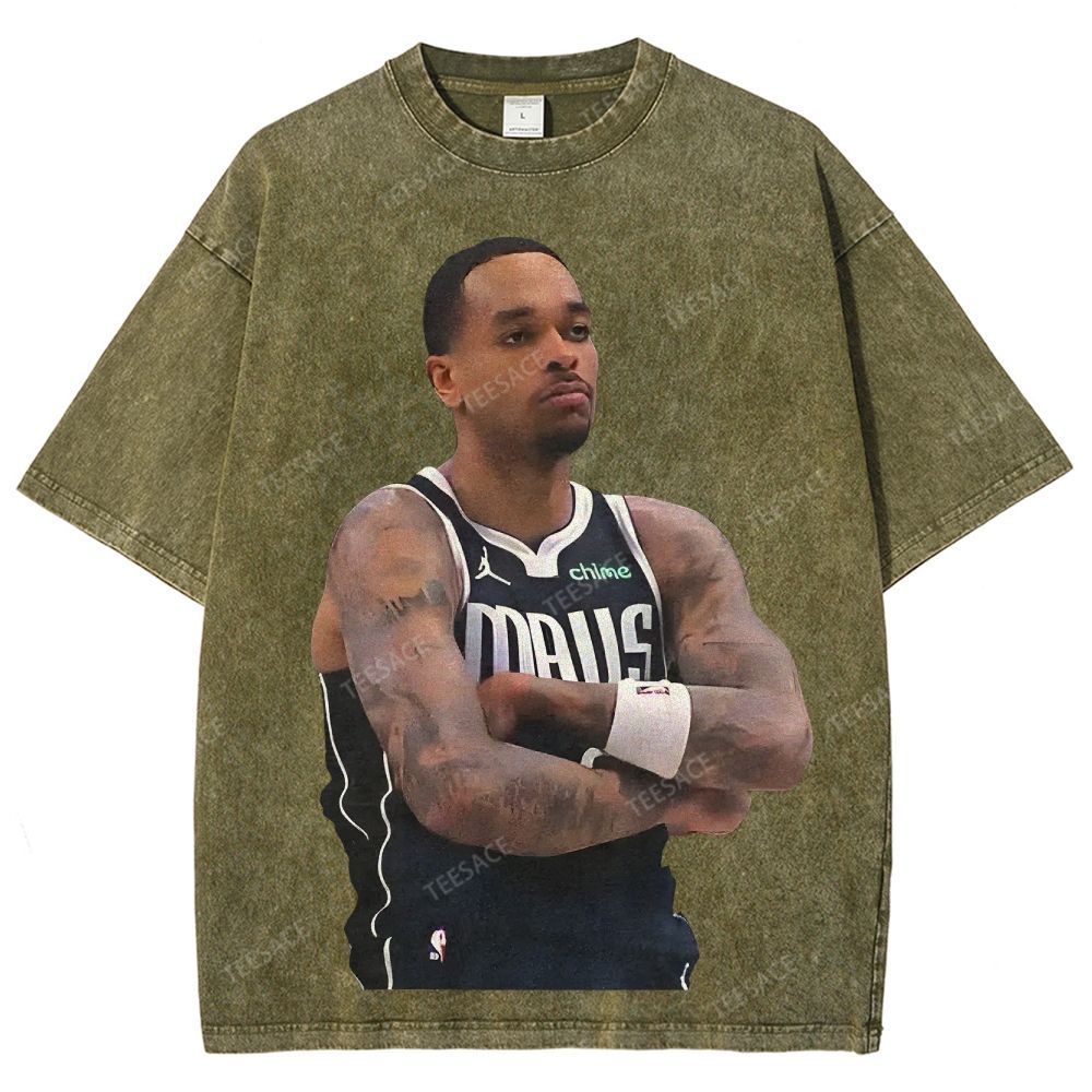 Vintage Style Unisex-Adult Oversized Washed Street T-shirt PJ WASHINGTON Tee