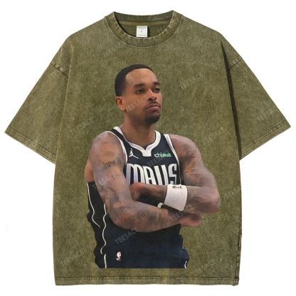 Vintage Style Unisex-Adult Oversized Washed Street T-shirt PJ WASHINGTON Tee