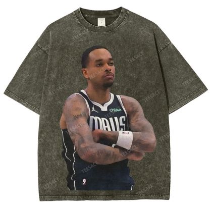Vintage Style Unisex-Adult Oversized Washed Street T-shirt PJ WASHINGTON Tee
