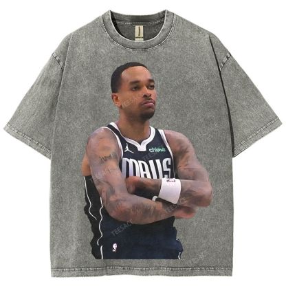 Vintage Style Unisex-Adult Oversized Washed Street T-shirt PJ WASHINGTON Tee