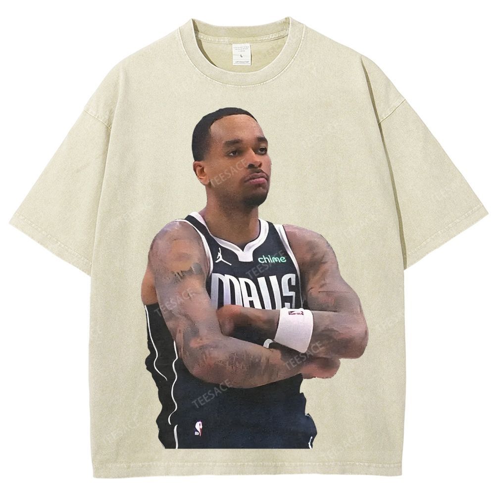Vintage Style Unisex-Adult Oversized Washed Street T-shirt PJ WASHINGTON Tee