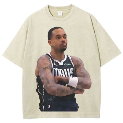 Vintage Style Unisex-Adult Oversized Washed Street T-shirt PJ WASHINGTON Tee