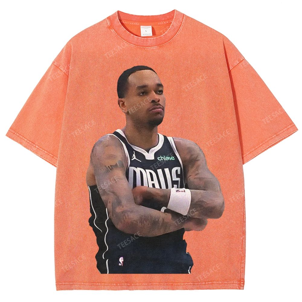 Vintage Style Unisex-Adult Oversized Washed Street T-shirt PJ WASHINGTON Tee