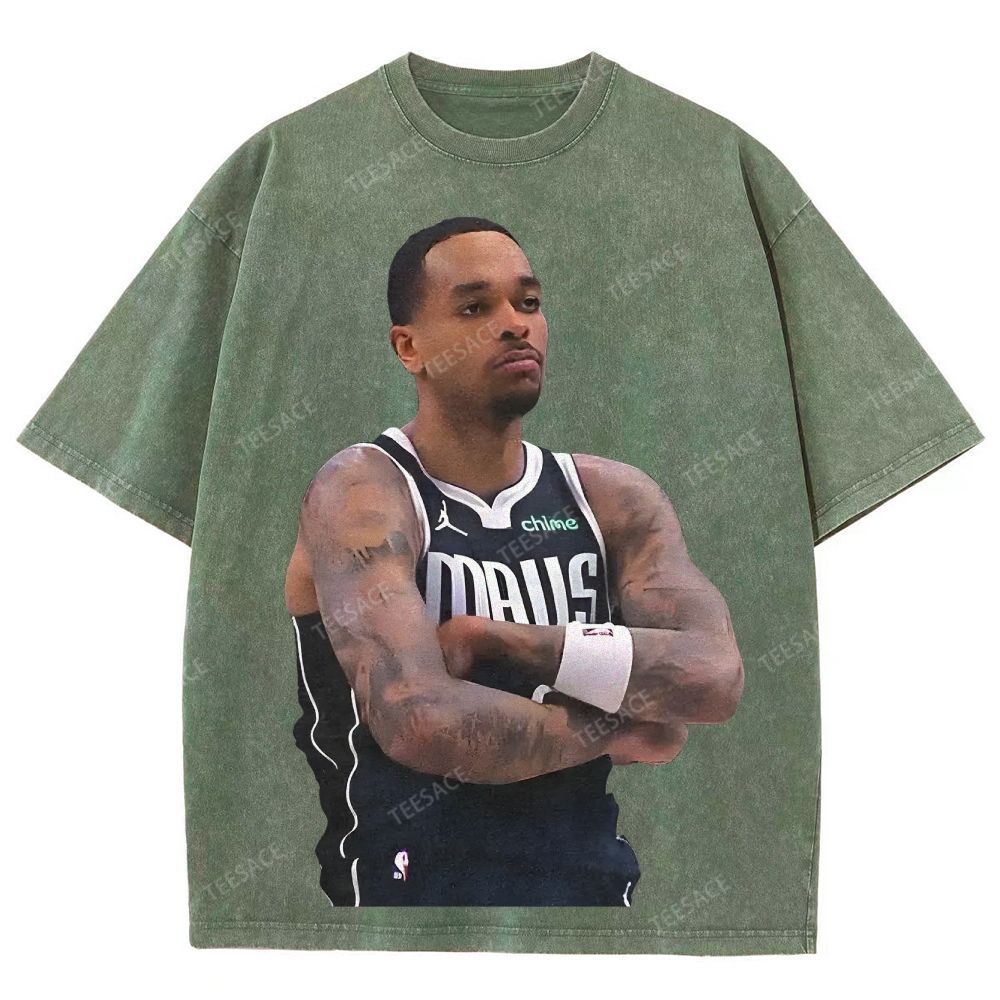 Vintage Style Unisex-Adult Oversized Washed Street T-shirt PJ WASHINGTON Tee