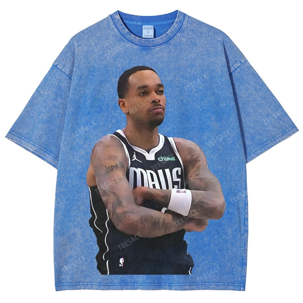 Vintage Style Unisex-Adult Oversized Washed Street T-shirt PJ WASHINGTON Tee