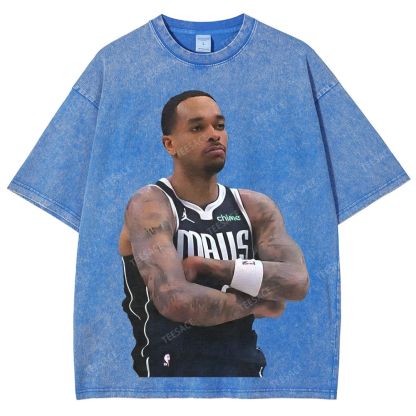 Vintage Style Unisex-Adult Oversized Washed Street T-shirt PJ WASHINGTON Tee