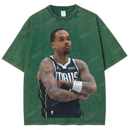 Vintage Style Unisex-Adult Oversized Washed Street T-shirt PJ WASHINGTON Tee