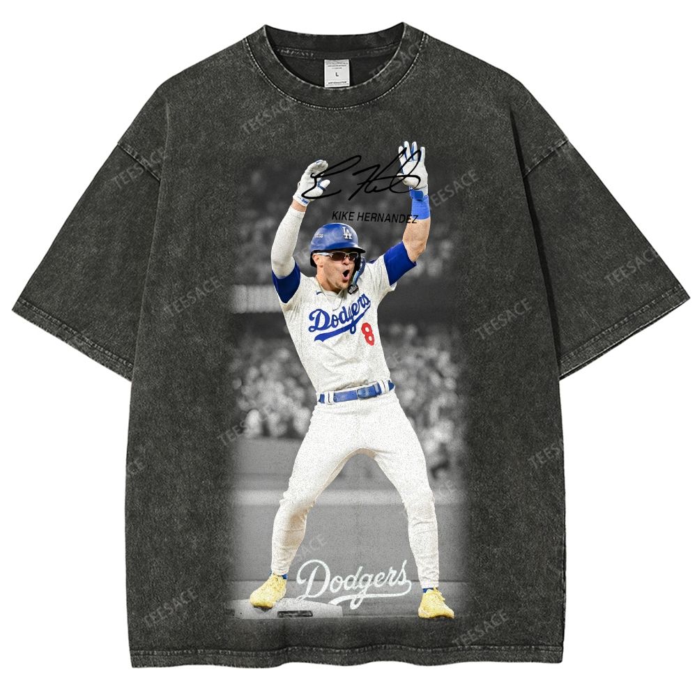 KIKE HERNANDEZ Tee Vintage Style Unisex-Adult Oversized Washed Street T-shirt