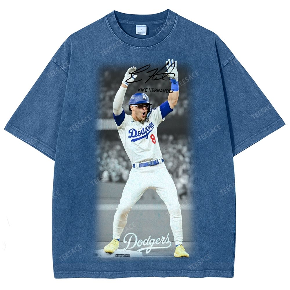 KIKE HERNANDEZ Tee Vintage Style Unisex-Adult Oversized Washed Street T-shirt