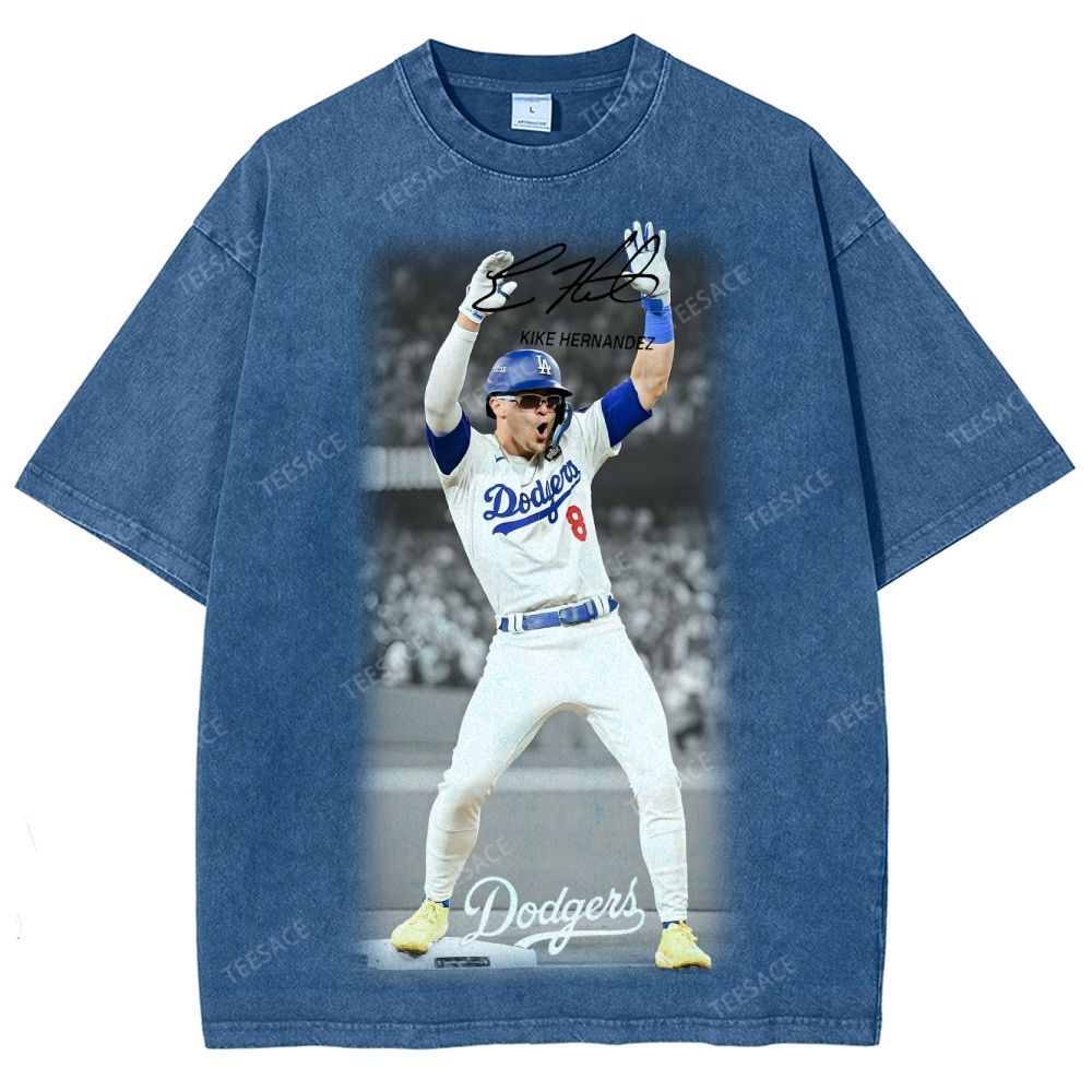 KIKE HERNANDEZ Tee Vintage Style Unisex-Adult Oversized Washed Street T-shirt