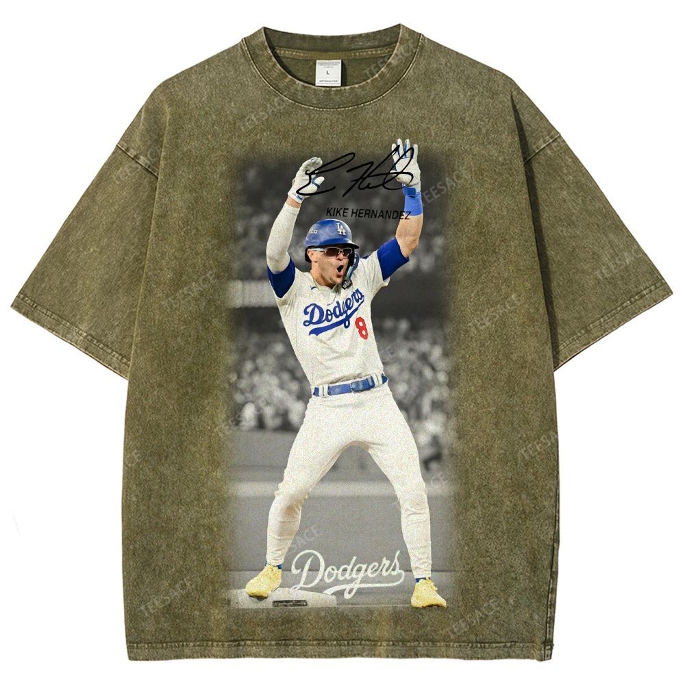 KIKE HERNANDEZ Tee Vintage Style Unisex-Adult Oversized Washed Street T-shirt