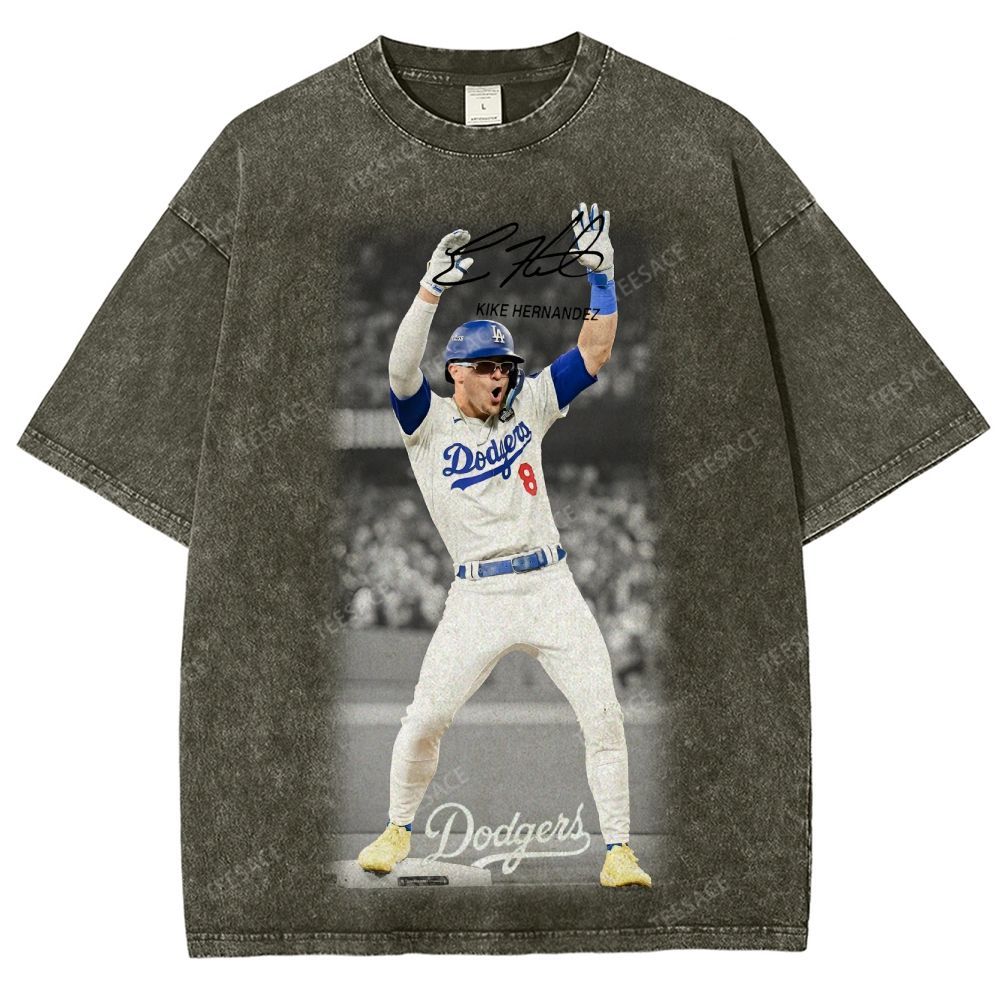 KIKE HERNANDEZ Tee Vintage Style Unisex-Adult Oversized Washed Street T-shirt