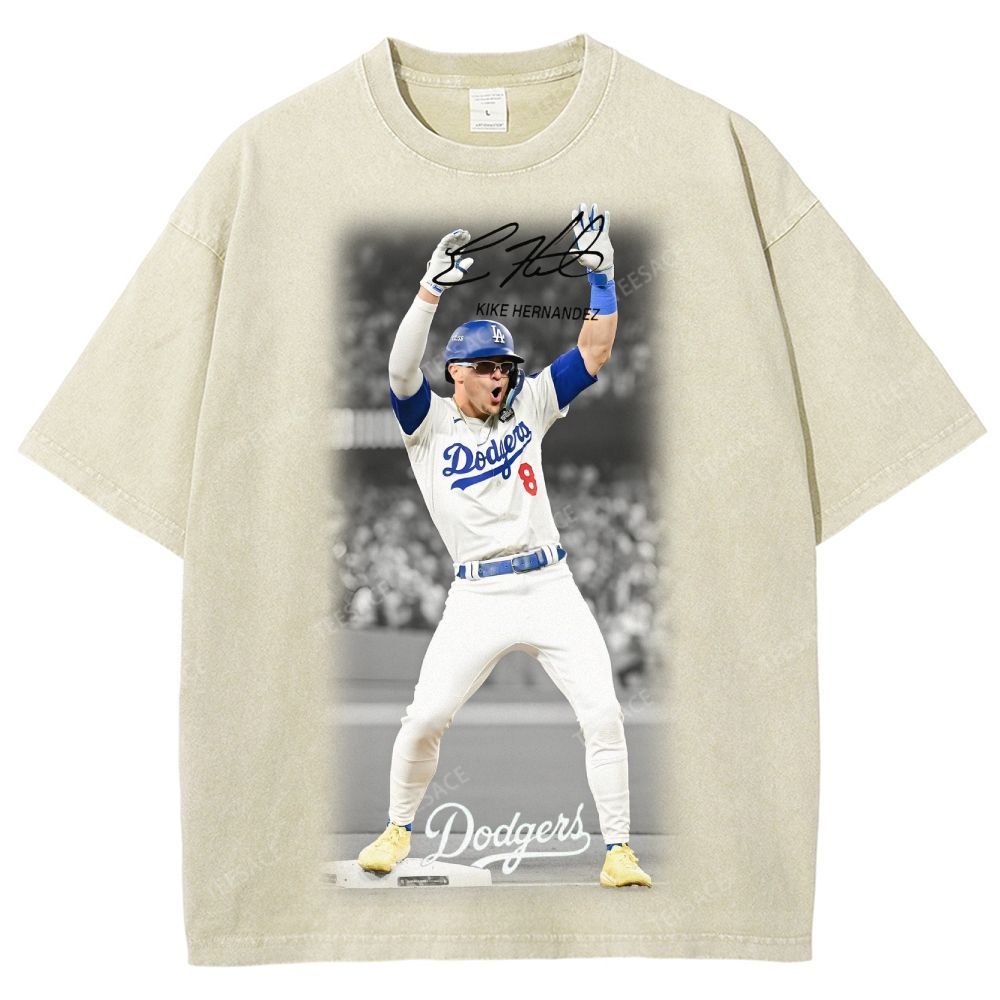 KIKE HERNANDEZ Tee Vintage Style Unisex-Adult Oversized Washed Street T-shirt