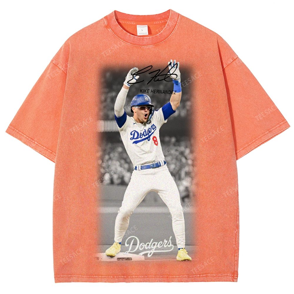 KIKE HERNANDEZ Tee Vintage Style Unisex-Adult Oversized Washed Street T-shirt