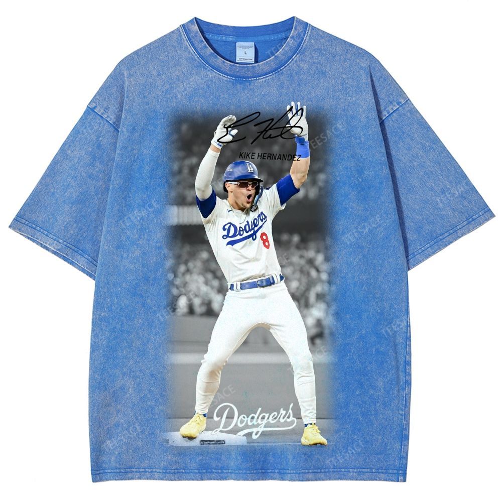 KIKE HERNANDEZ Tee Vintage Style Unisex-Adult Oversized Washed Street T-shirt