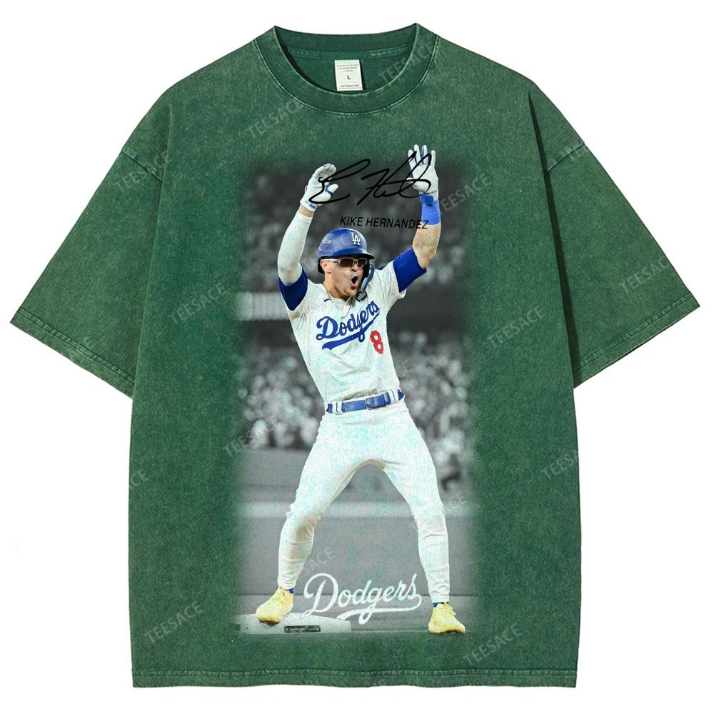 KIKE HERNANDEZ Tee Vintage Style Unisex-Adult Oversized Washed Street T-shirt