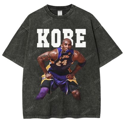 Vintage Style Unisex-Adult Oversized Washed Street T-shirt |  KOBE TEE