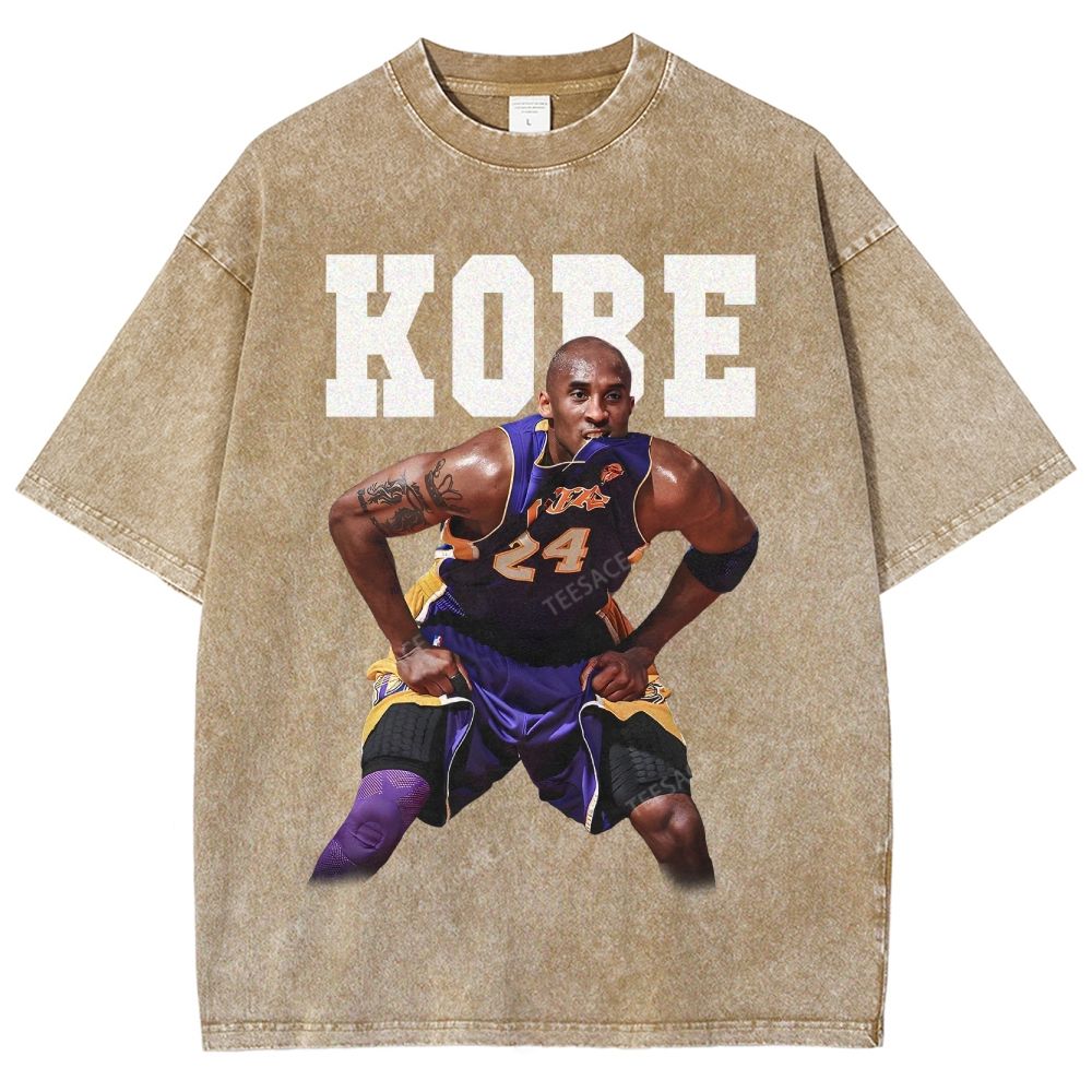 Vintage Style Unisex-Adult Oversized Washed Street T-shirt |  KOBE TEE