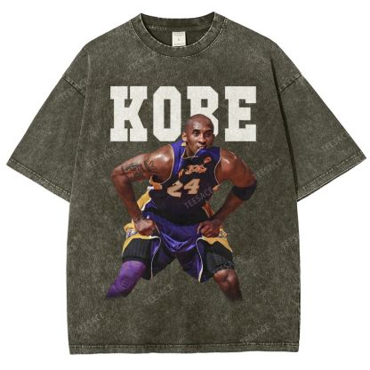 Vintage Style Unisex-Adult Oversized Washed Street T-shirt |  KOBE TEE