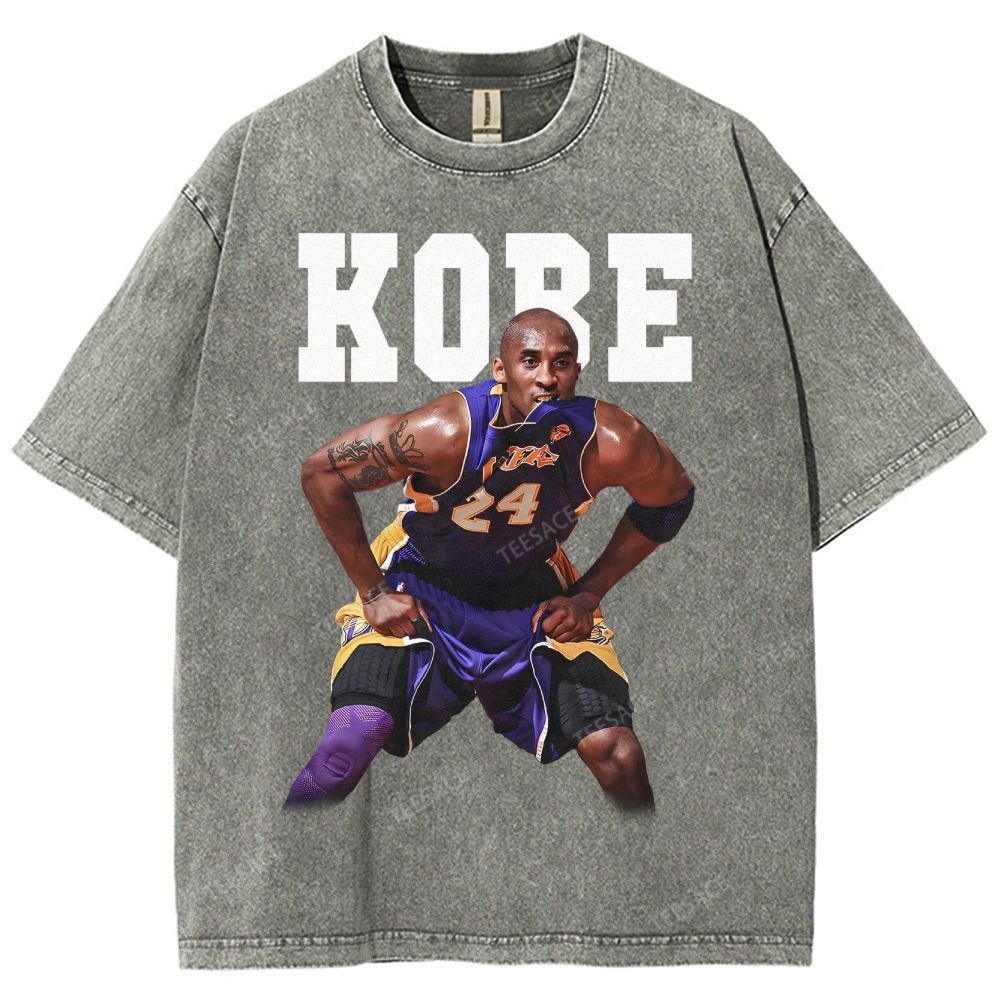 Vintage Style Unisex-Adult Oversized Washed Street T-shirt |  KOBE TEE