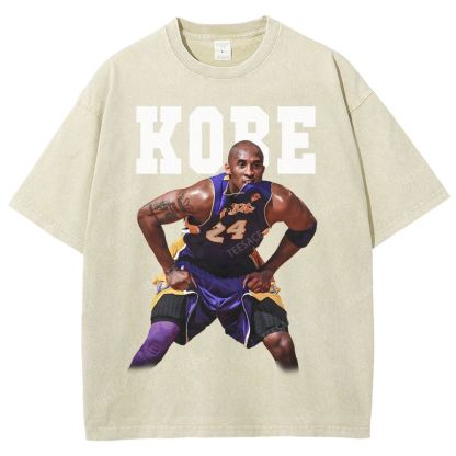 Vintage Style Unisex-Adult Oversized Washed Street T-shirt |  KOBE TEE
