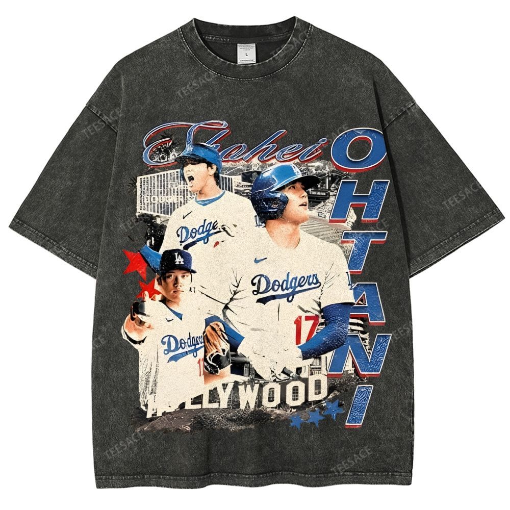 Vintage Style Unisex-Adult Oversized Washed Street T-shirt SHOHEI OHTA