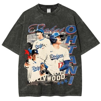Vintage Style Unisex-Adult Oversized Washed Street T-shirt SHOHEI OHTANI Tee