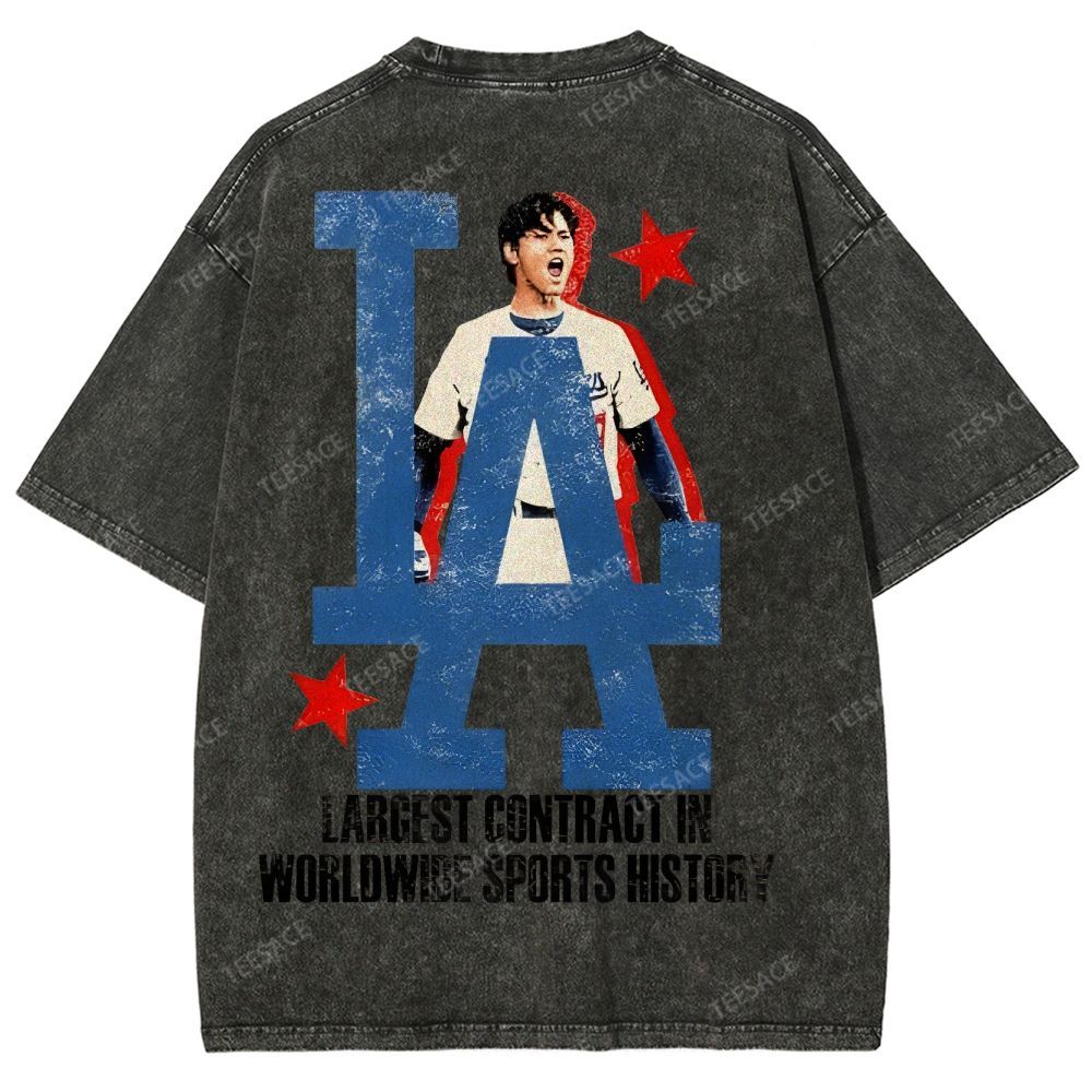 Vintage Style Unisex-Adult Oversized Washed Street T-shirt SHOHEI OHTANI Tee