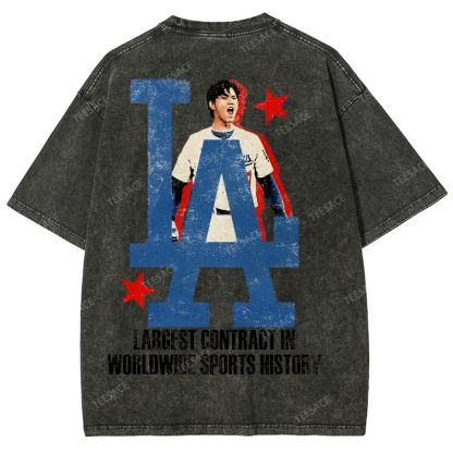 Vintage Style Unisex-Adult Oversized Washed Street T-shirt SHOHEI OHTANI Tee