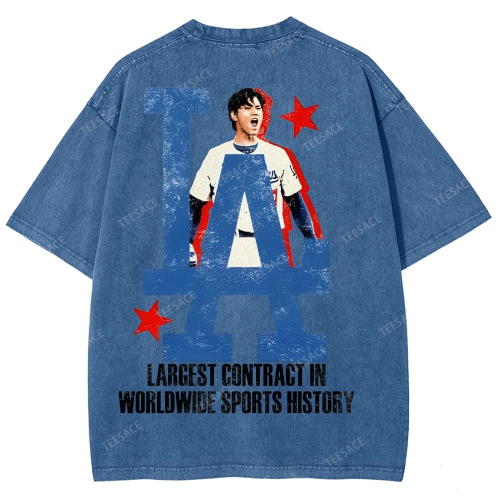 Vintage Style Unisex-Adult Oversized Washed Street T-shirt SHOHEI OHTANI Tee